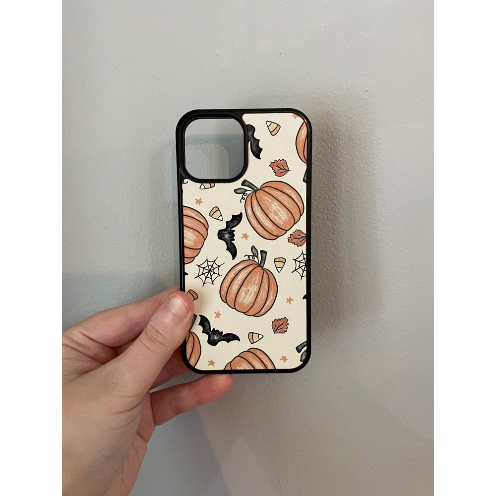 iPhone 13 Mini Case Unisex OS Multicolor Halloween Pumpkin Bat Fall Print
